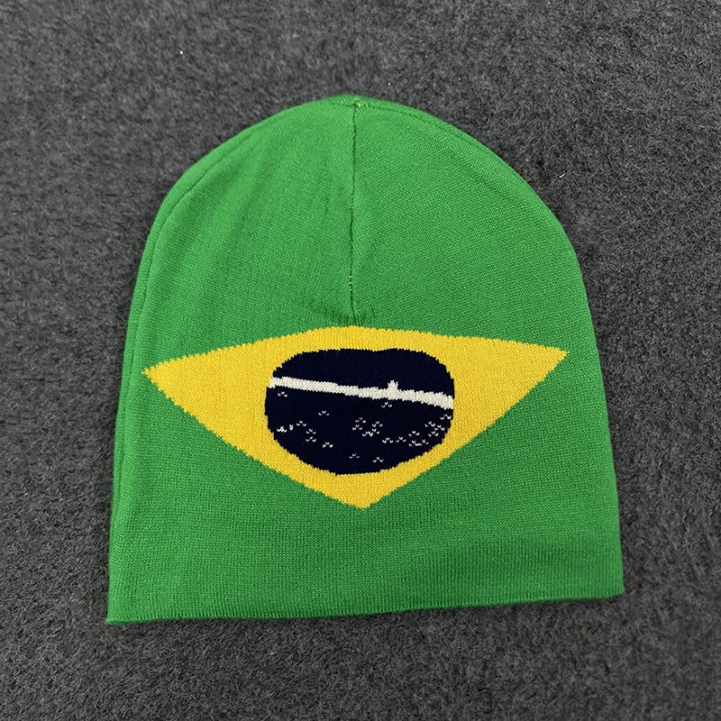 Trendy Knitted Hats for Brazilian Fans Autumn Winter World Cup Club Hats Cosplay Winter Warm Knit Cap Unisex
