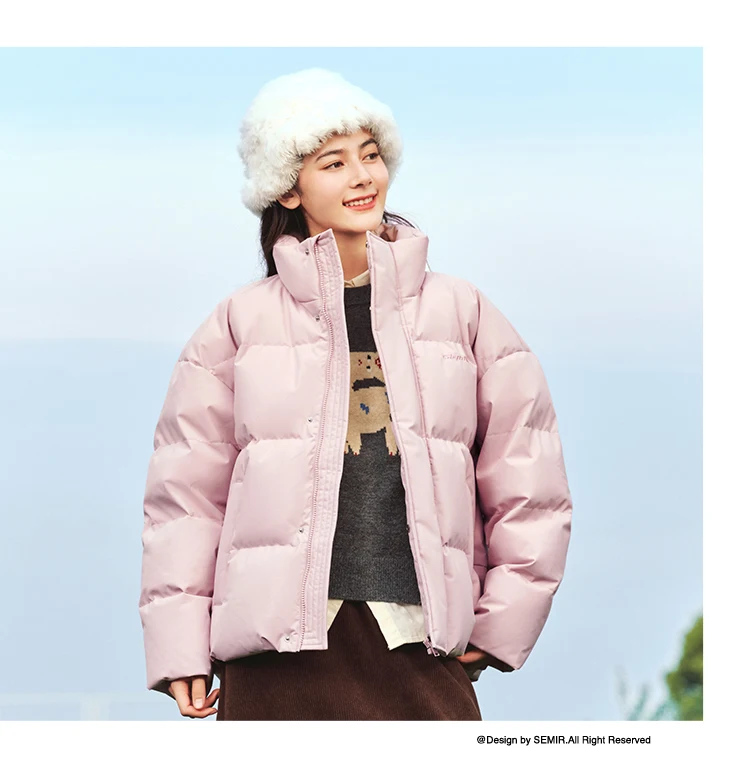 Down Jacket Men Winter New Contrast Color Texture Printing Couple Puffer Coat Thick Outerwear Trendy Down Jacket