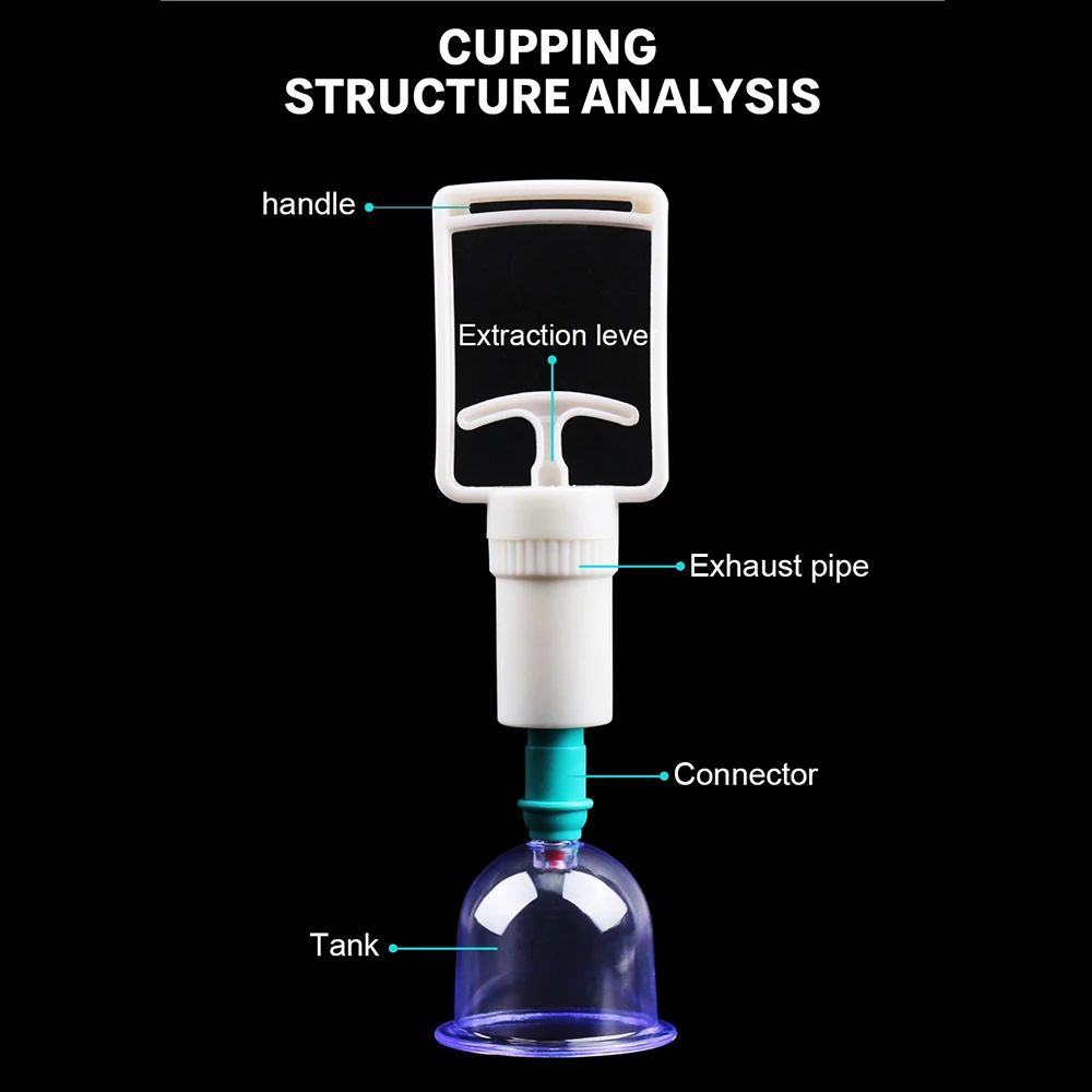 6Pcs Vacuum Cupping Set with Pumping Gun Suction Cups Anti Cellulite Cans Body Back Cupping Massager Jars Vacuum Cupping