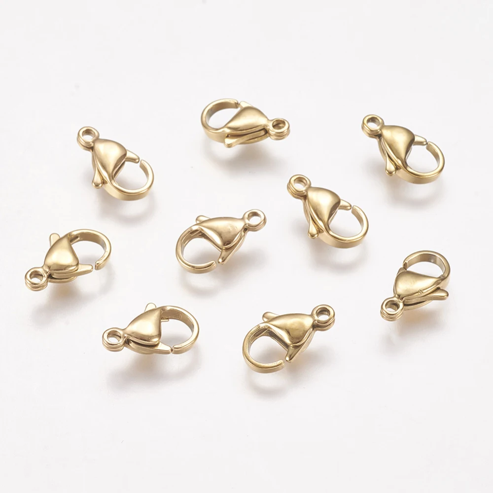 

Ion Plating(IP) 304 Stainless Steel Lobster Claw Clasps Parrot Trigger Clasps Golden 12x7x3.5mm