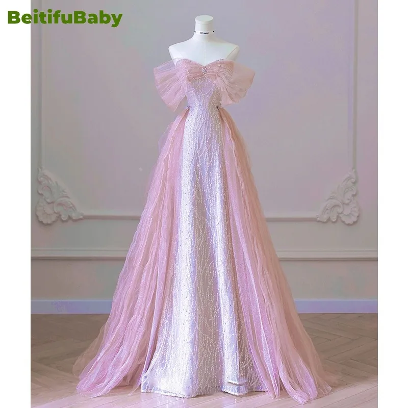 

Женское вечернее платье BeitifuBaby, элегантное кружевное платье без рукавов с открытыми плечами и блестками, юбка-русалка, роскошные женские платья