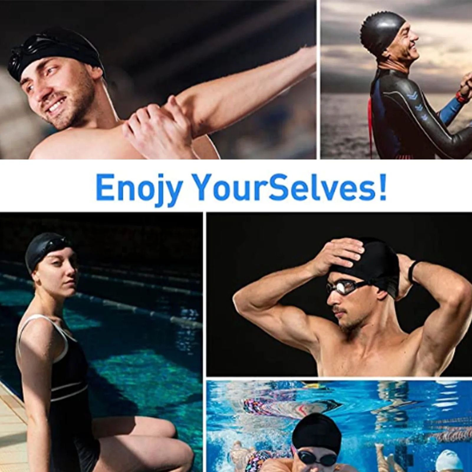 S/M/L Swimming Caps Men Women Waterproof Swimming Protect Ears Long Hair Adults High Elastic Large Silicone Diving Hat