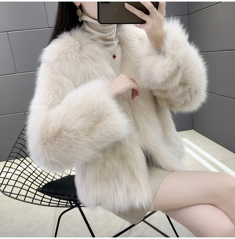 

2023 Women Faux Fur Coat Autumn Winter High Quality Fluffy Short Coat Faux Fur Jacket Ladies furry Fashion Tops