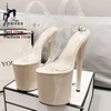 8Inch/20cm Crystal PVC upper Women's Platform Sandals Party High Heels Lady Shinny Beige Stripper Heeled Pole Dance Shoes 6
