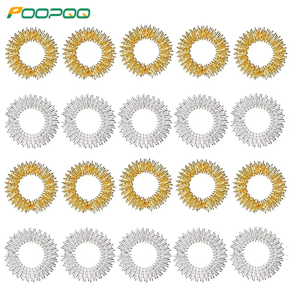 1/2/5/10/20Pcs Spiky Sensory Finger Rings Acupressure Ring Set for Silent Stress Reducer and Massager Improves Blood Circulation