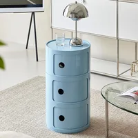 Nordic Bedside Cabinet Small Round Modern Plastic Storage Cabinet Narrow Cabinet Multi Layer Side Cabinet for Living Room