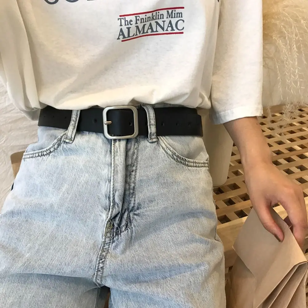 PU-Ledergürtel, Allgleiches, wilder Rock, lässiger Damen-Kleidergürtel, Hosenbänder, quadratischer Schnallenbund für Frauen – Detail 7
