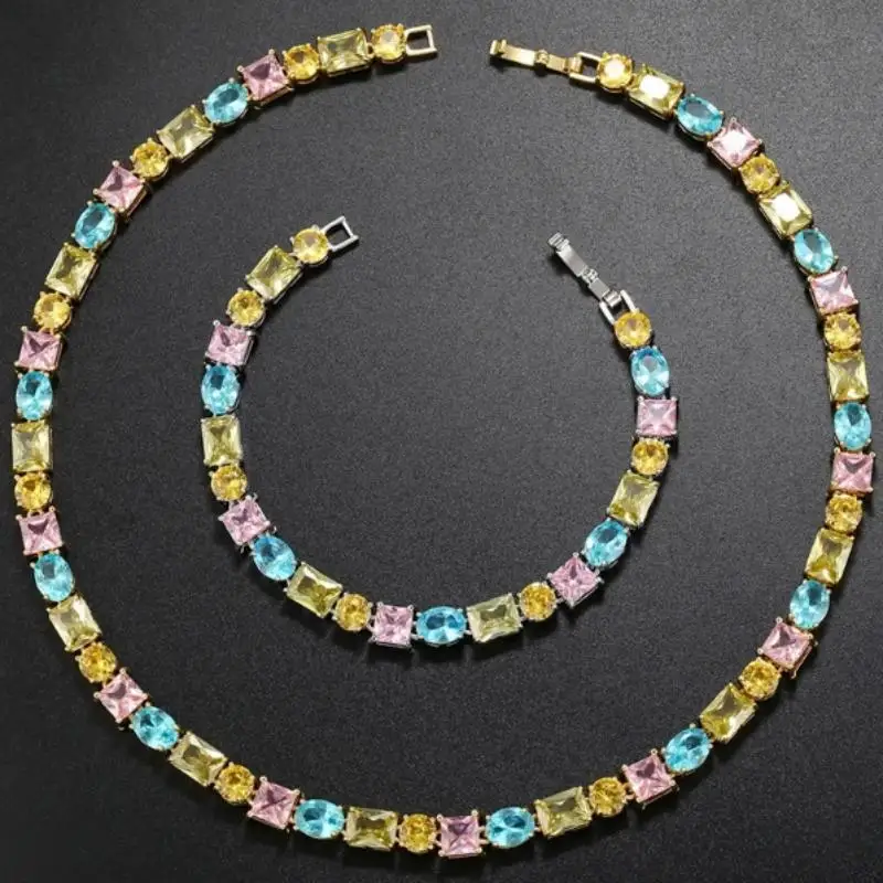 ZHUKOU luxury necklace for women Candy crystal chokers 425mm vintage Man necklace Jewelry Christmas gifts wholesale VL232 1