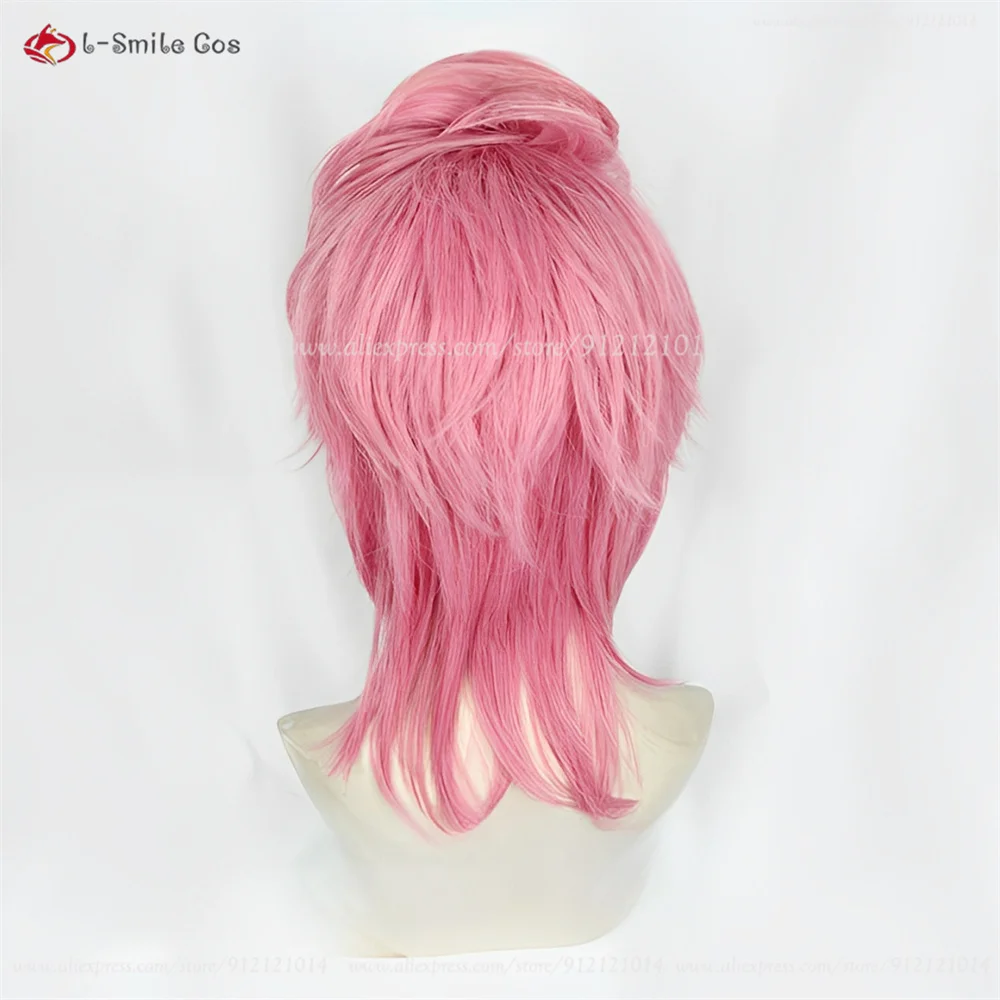 Trish Una Cosplay Perücke Rose Pink mit Clip Bun, hitzebeständige Synthetik für Damen Anime & Halloween 5
