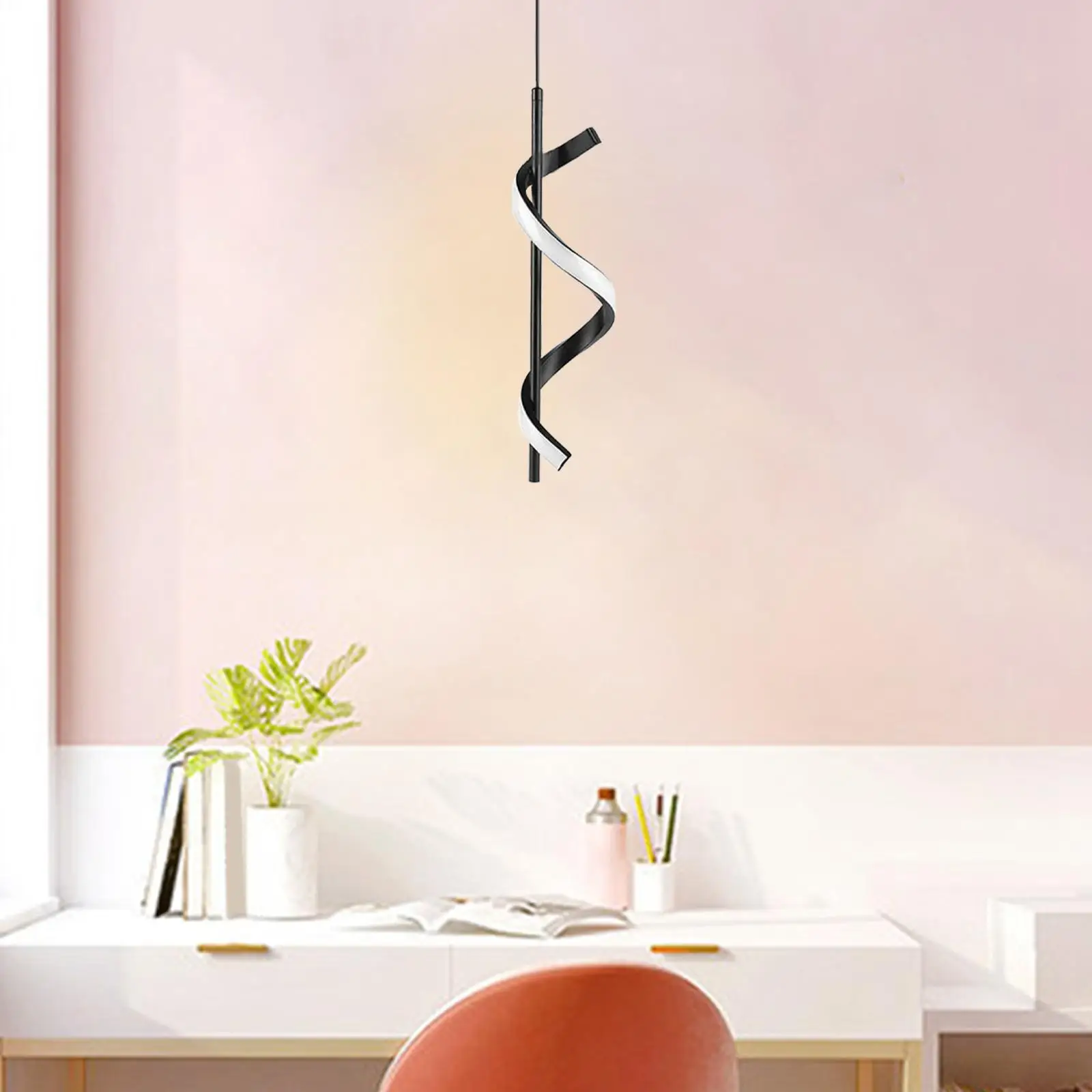 

LED Pendant Light Fixture Spiral Ceiling Light Fixture Chandelier Hanging Lamp for Office Dining Room Entryway Kitchen Porch