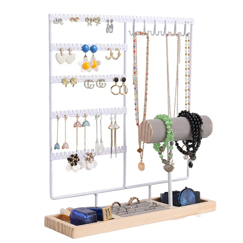 Earring Holder Organizer with108 Holes, Jewelry Organizer Stand with Necklace Holder, Earring Organizer, Bracelet Display Stand