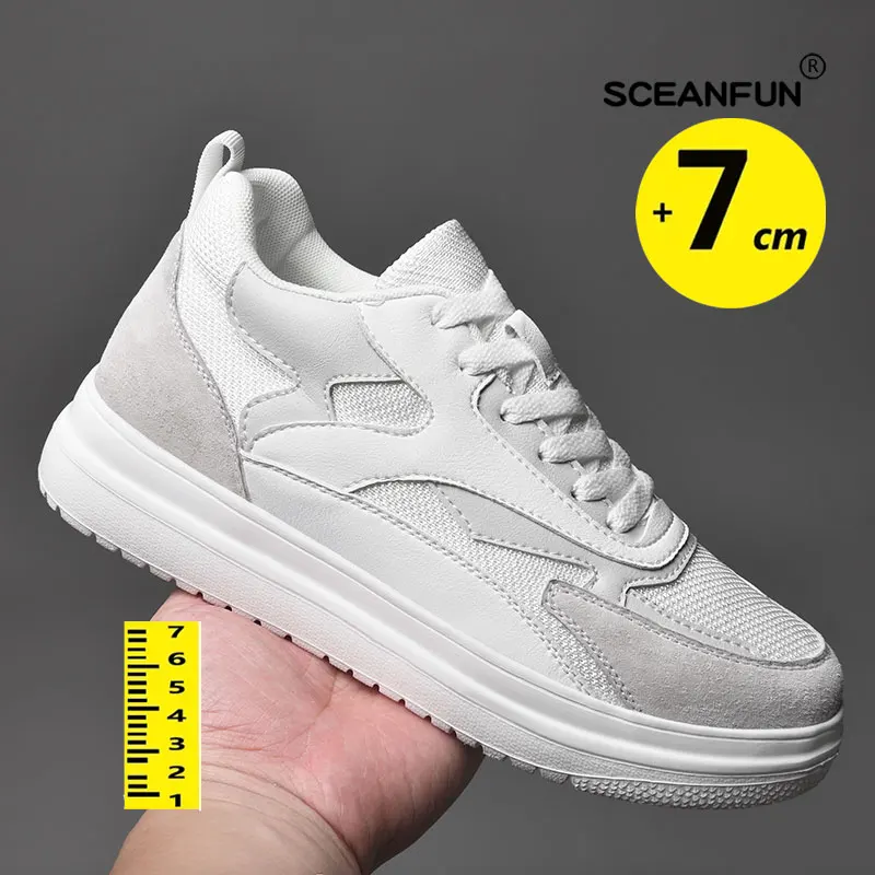 New MEN'S casual shoes summer simple sneakers fashion breathable sneakers 7cm invisible height increasing shoes designer luxury
