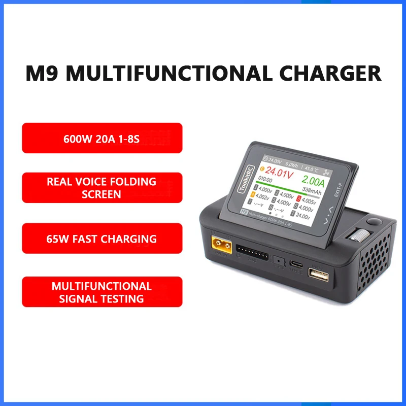 

M9 600W aircraft model balanced lithium battery charger toy remote control aircraft charger voice broadcast foldable screen