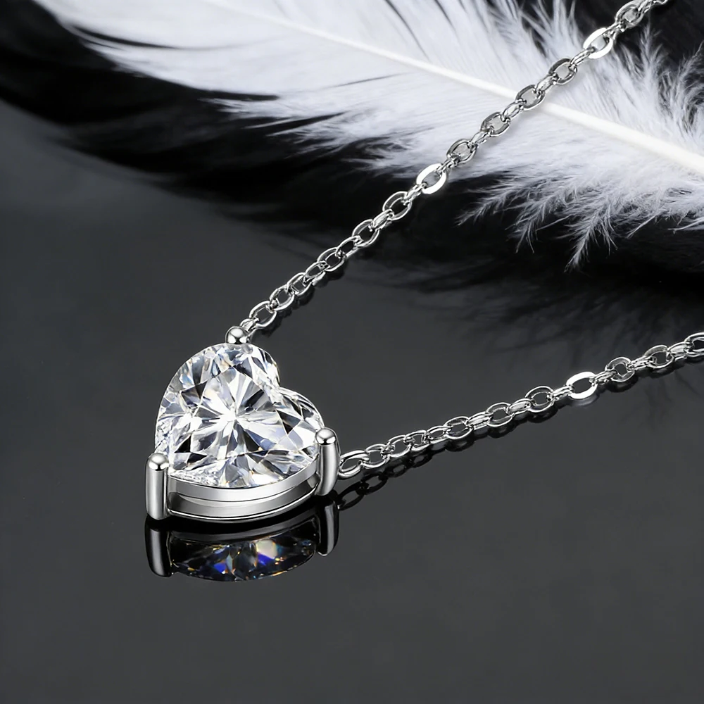 IOGOU 스위트 하트 컷 모이사나이트 다이아몬드 목걸이 2.0CT 1CT 0.5CT 솔리테어 펜던트 실버 925 GRA 인증 여성용 주얼리