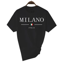 2024 Summer Milano Letters Printing Y2k T-shirt For Man Short Sleeved Luxury Tees For Men's Clothing Loose Pure Cotton Soft Tops