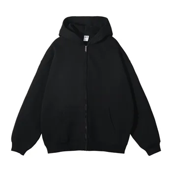 Men's Black Casual Hooded Jackets With Pocket Fashion High Quality Long Sleeve Zipper Hoodies Sweatshirts Autumn Outwears Tops 2
