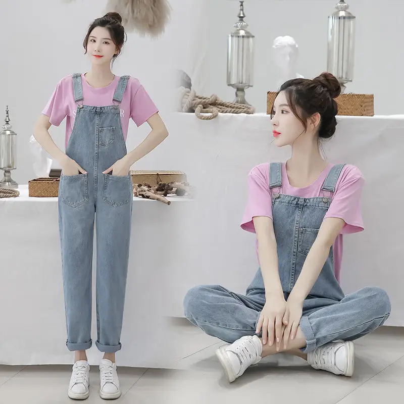 Women's Jeans Nine Points Overalls 2022 Spring and Autumn New Retro High Waist Korean Version Loose Jeans Women