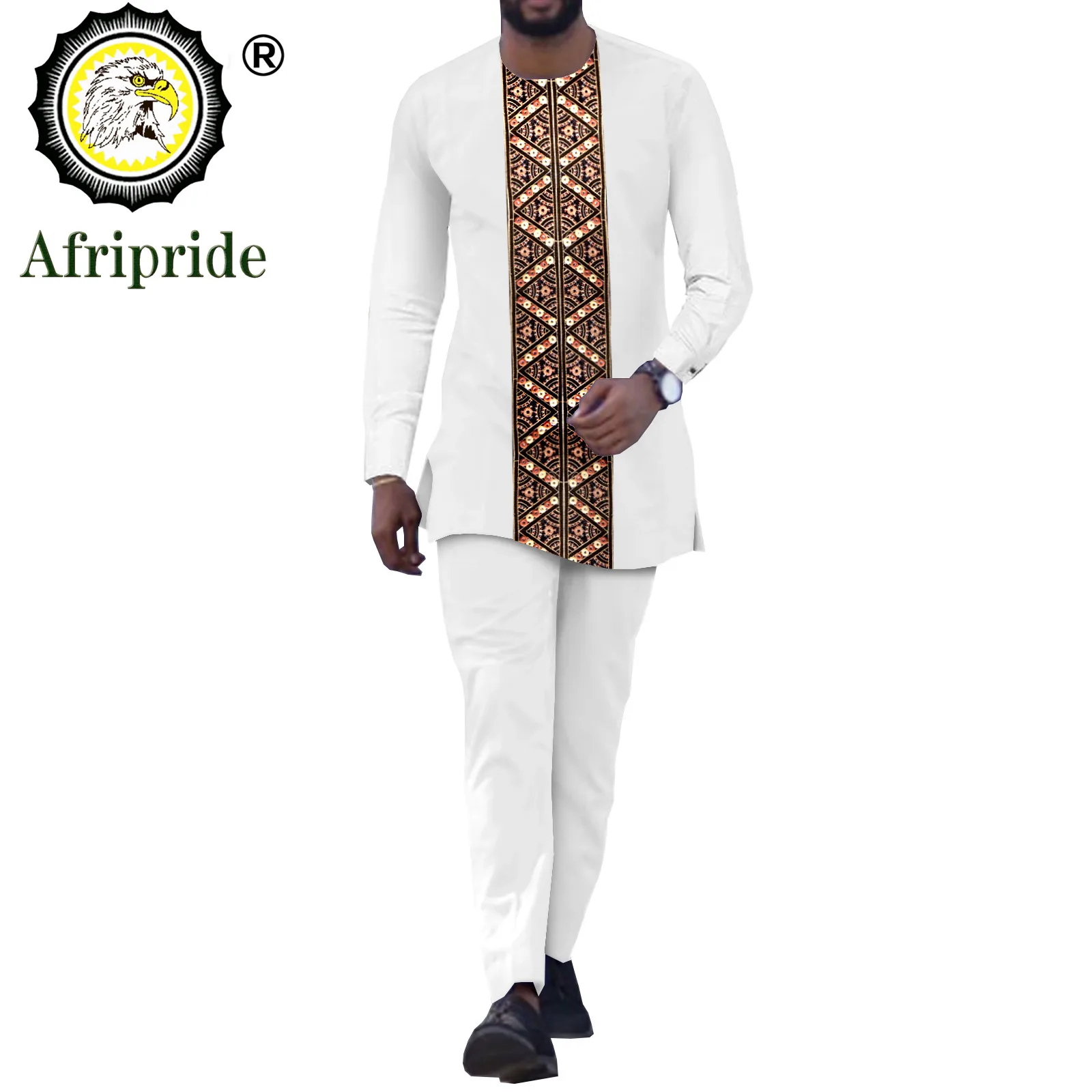 African Suits for Men Dashiki Embroidery Shirts and Pants 2 Piece Set Ankara Patchwork Outfit Blouse Plus Size Clothing A2216133