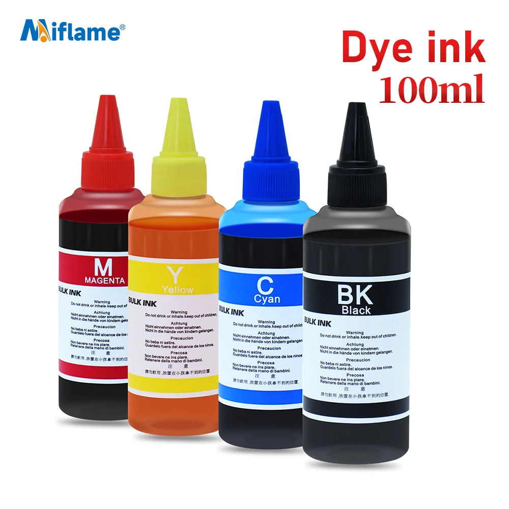 100ml Dye Ink Universal Refill Ink Kits Suit For HP Canon Epson Brother Inkjet Printer BK C M Y Refillable Cartridge Bulk