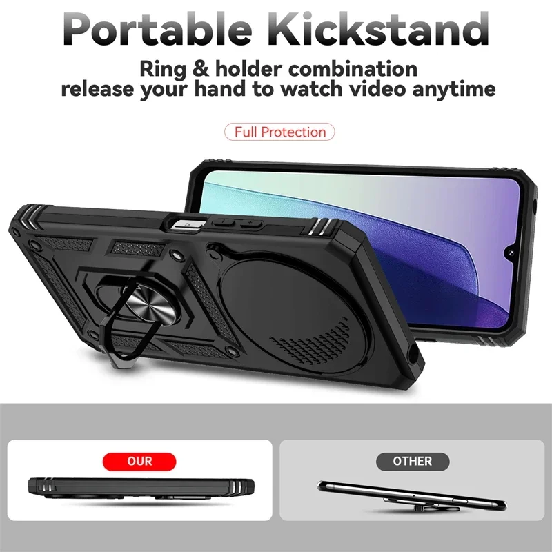 Armor Shockproof Slide Lens Cover with Magnet Car Holder Ring Case – Enhanced Protection