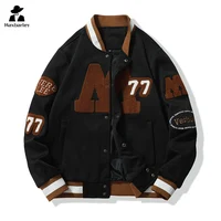 High Street Baseball Jacket Couple's Trendy Brand Towel Embroidered Letter Motorcycle Coat New Autumn Retro Loose Men's Jacket - Image 4