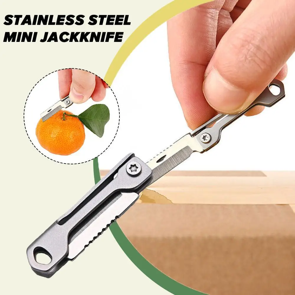 

Mini Fixed Knife Portable Keychain Folding Knife Package Paper Box Cutter Knife For Men Survival Gadgets EDC Jackknife