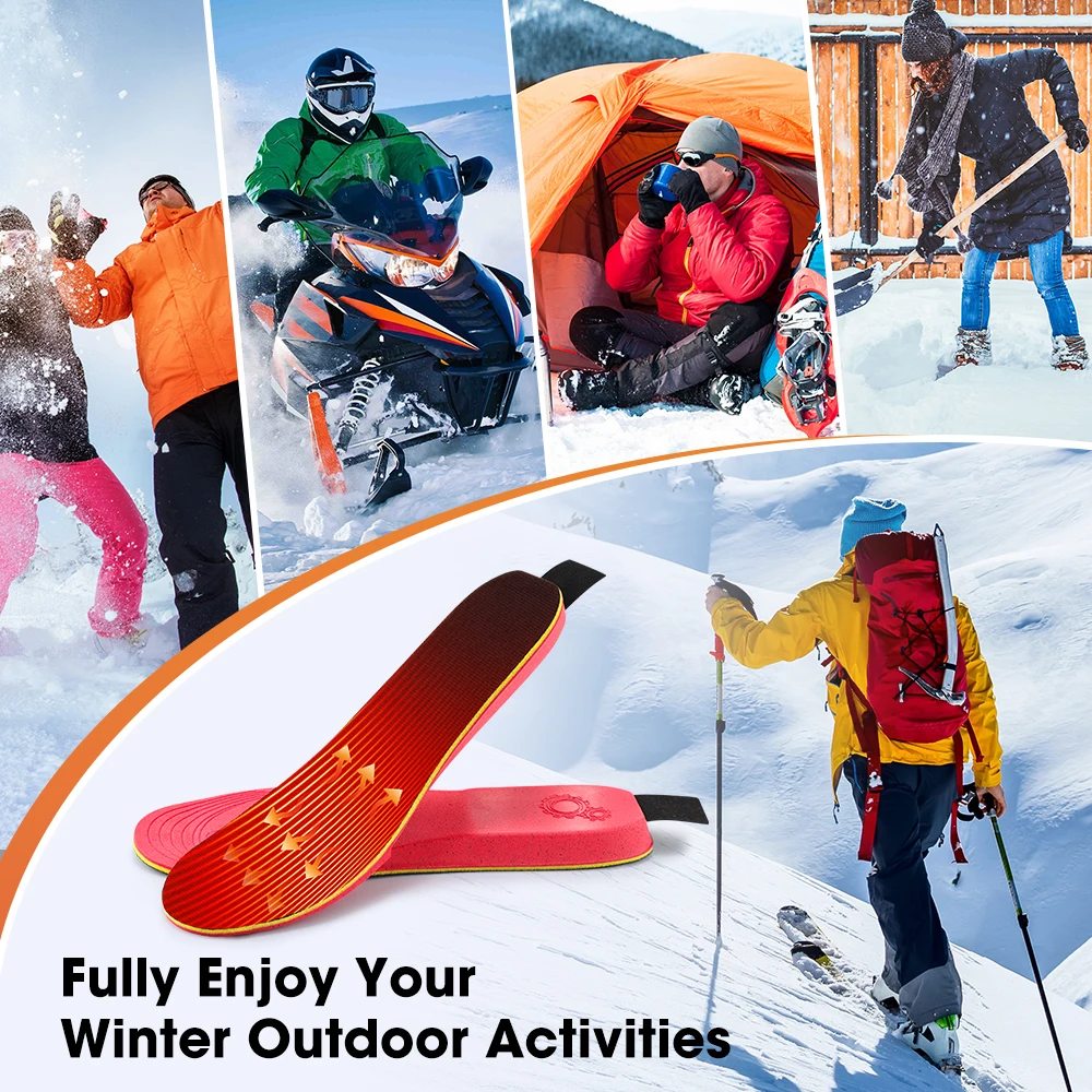 APP Control Smart Heated Insoles Foot Warming Pad for Winter Camping Outdoor Ski Adjustable Temperature Feet Heating Shoe Pads