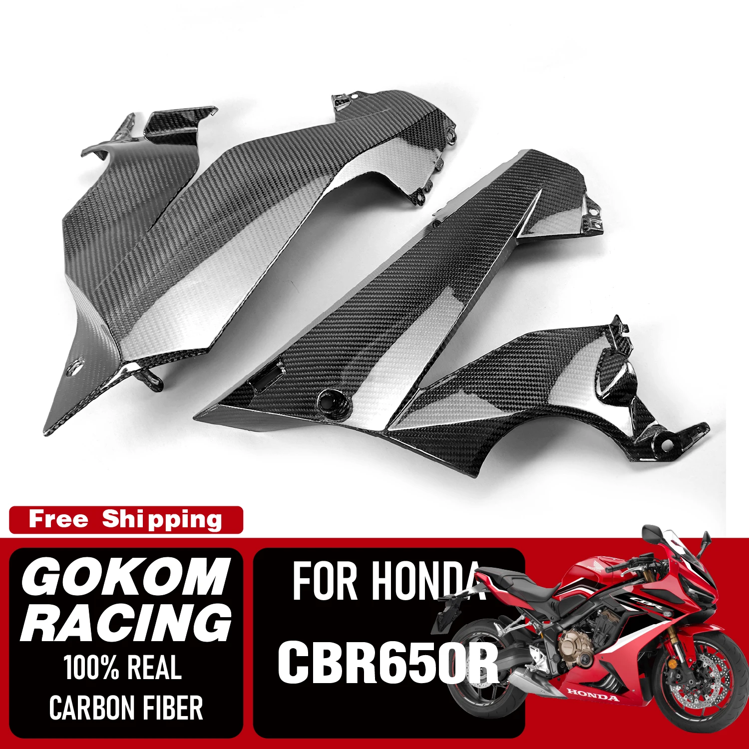 

Gokom Racing For HONDA CBR650R Side Panels GUARD COVER COWLING FAIRING 100% REAL CARBON FIBER MOTORCYCLE ACCESSORIES