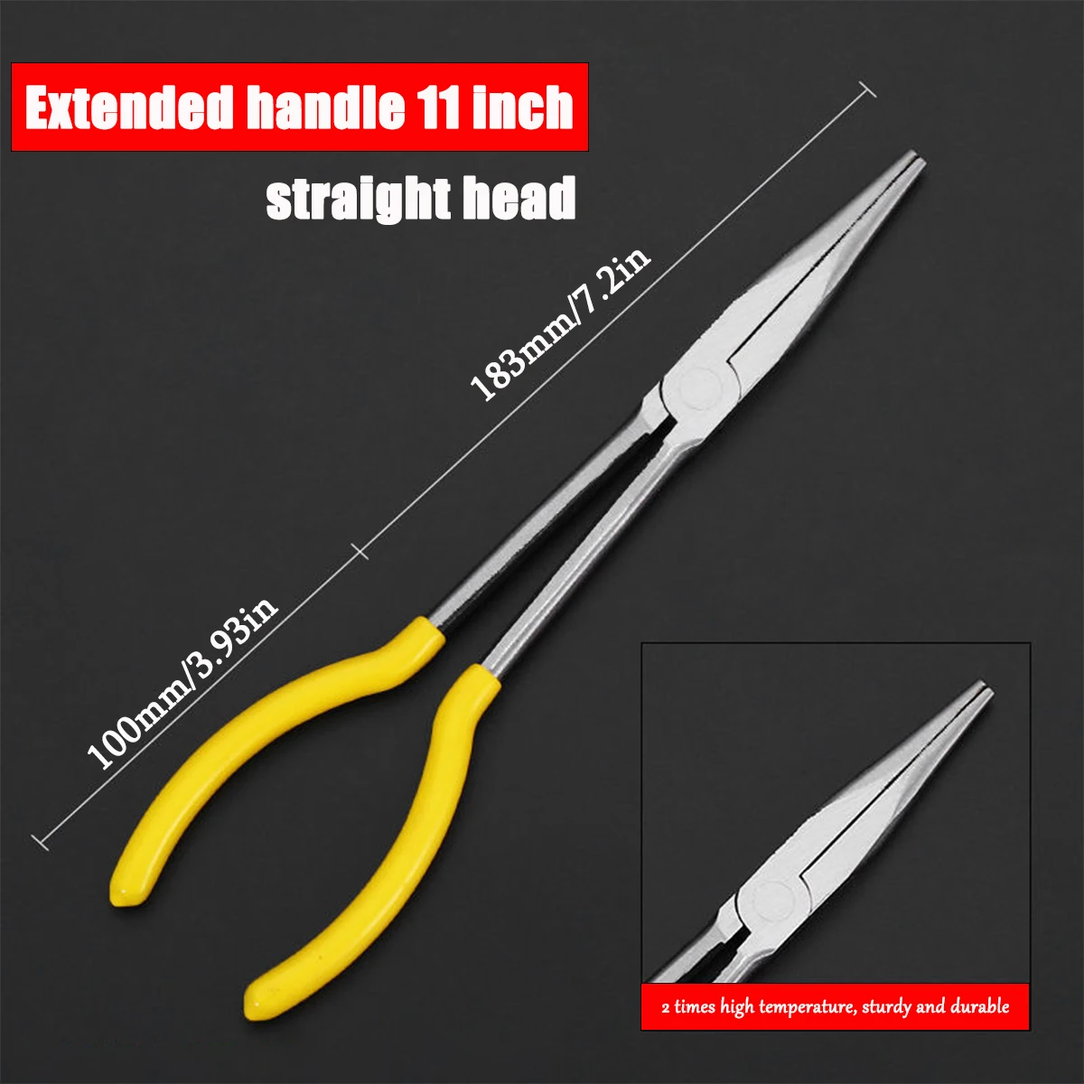 Spitzzange, 11-Zoll-Reach, gerade, Winkel, gebogene Zange, 45 & 90 & 25 Grad, Spitzzange mit gebogenem Kopf für Mechaniker – Detail 9