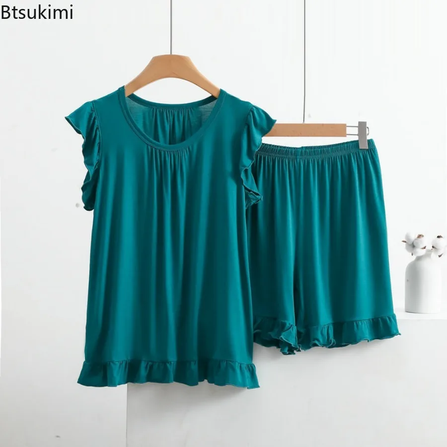 Plus Size 7XL 8XL Modal Pajamas for Women New Sleeveless Tops Shorts Suit Summer Sleepwear Pyjamas Femme Nightwear Pijamas Set