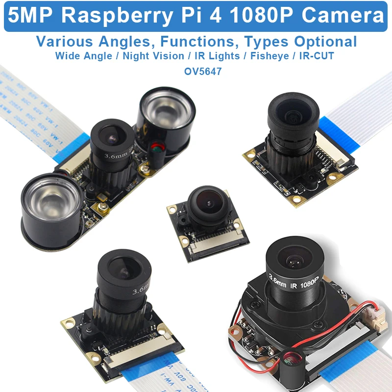 Generic Raspberry Pi 5mp Camera Ov5647 1080p Optional Wide Angle Night ...