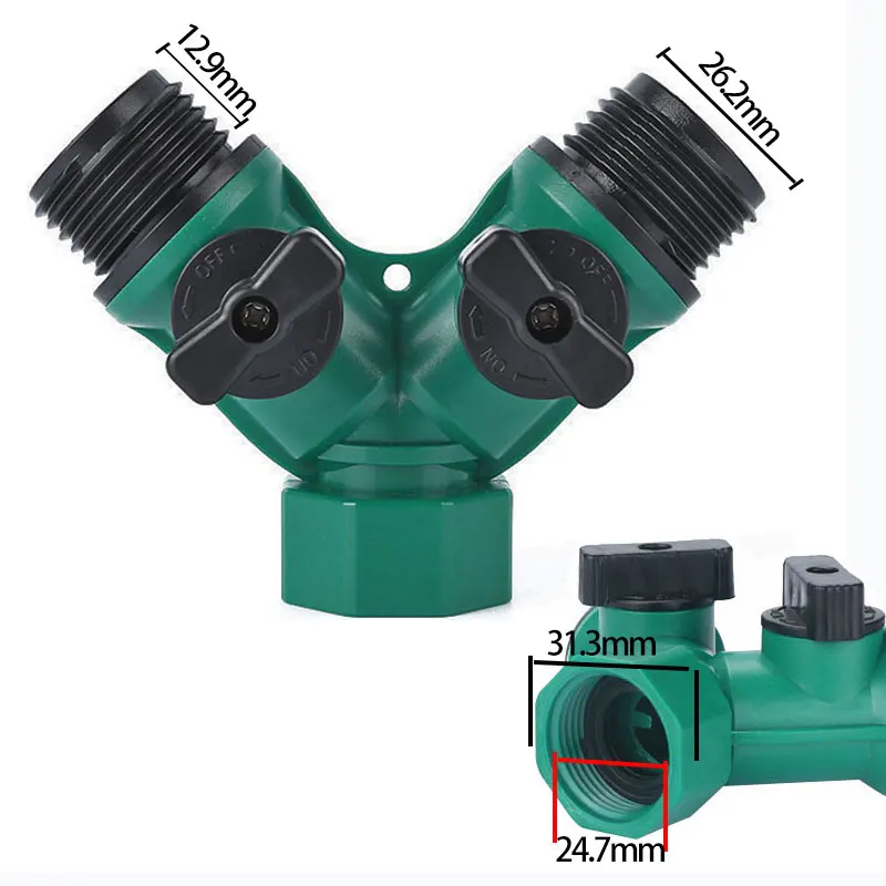 Garden Hose Splitter 2 Way Garden Hose Connector Faucet Watering Shut Off Landscaping Flower Planting Irrigation