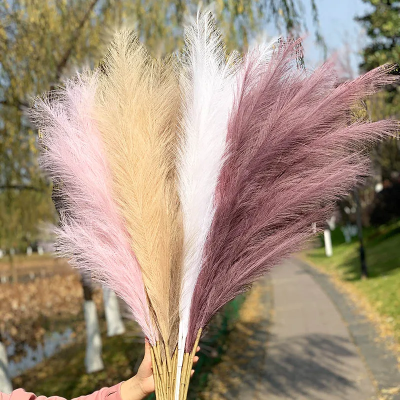 1Pcs Artificial Pampas Grass Home Room Decor Simulation Reed Flower Bouquet DIY Wedding Decoration Birthday Party Supplies