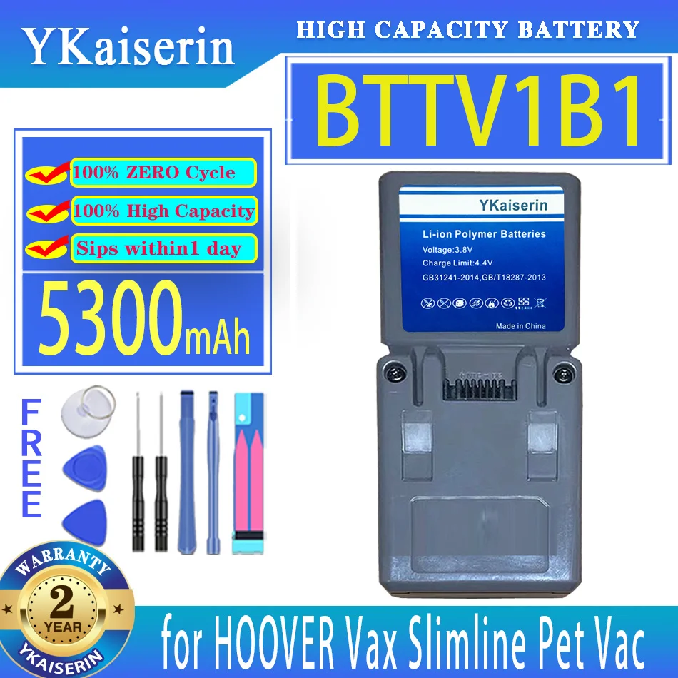 

YKaiserin Battery BTTV1B1 5300mAh for HOOVER Vax Slimline Pet Vac New Handheld vacuum cleaner Bateria