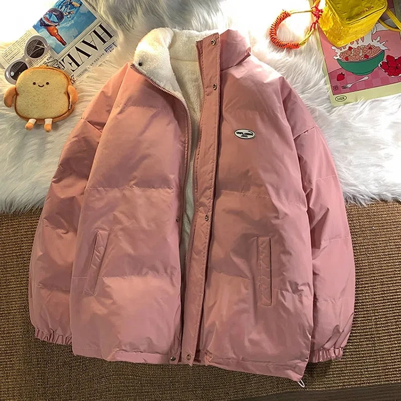 BEENLE Woman Winter Down Coats Korean Fashion Casual Loose Lamb Velvet Zip-up Jacket 2023 Long Sleeve Cardigan Women Clothing