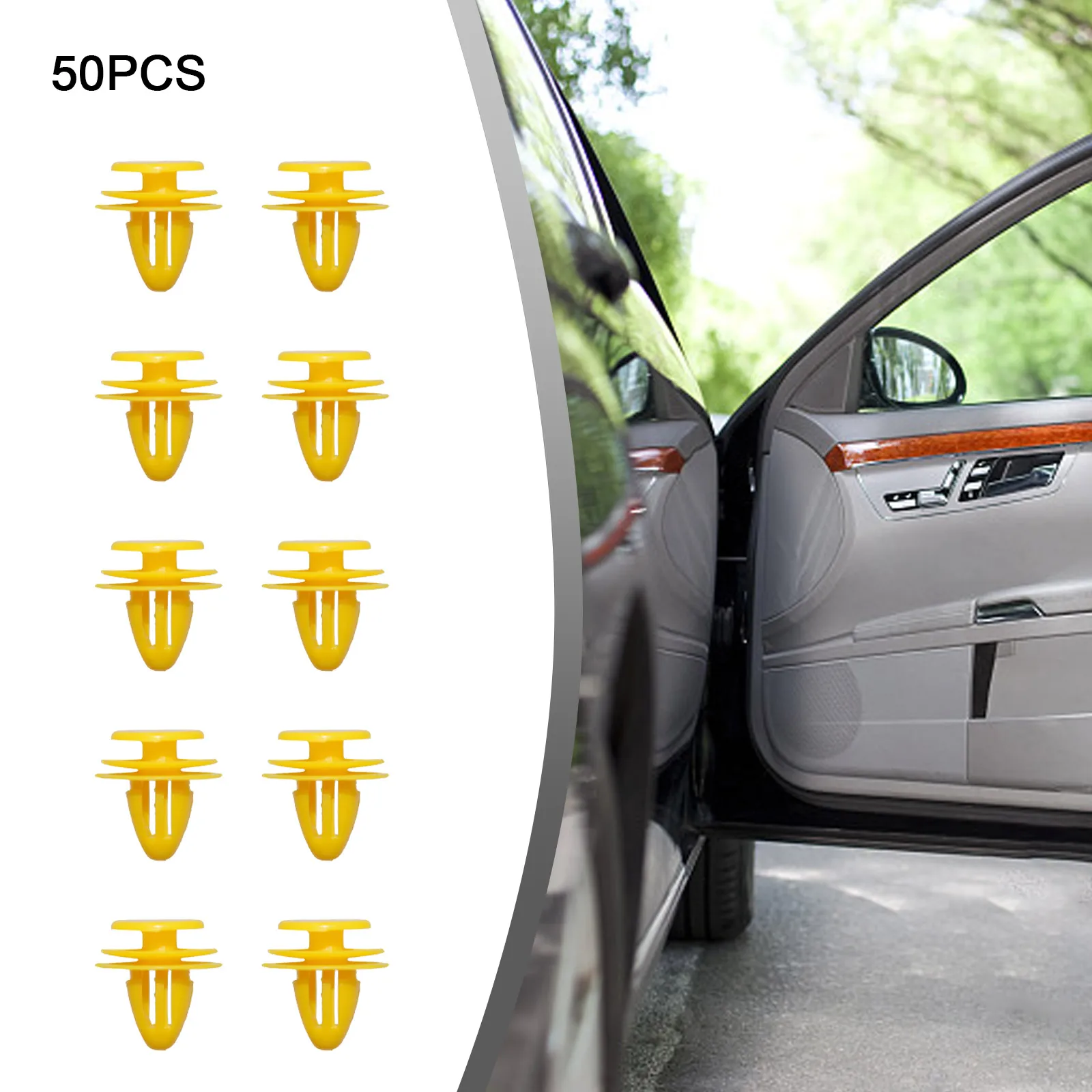 

50 шт., желтые пластиковые заклепки для Volvo S80 V60 ABS