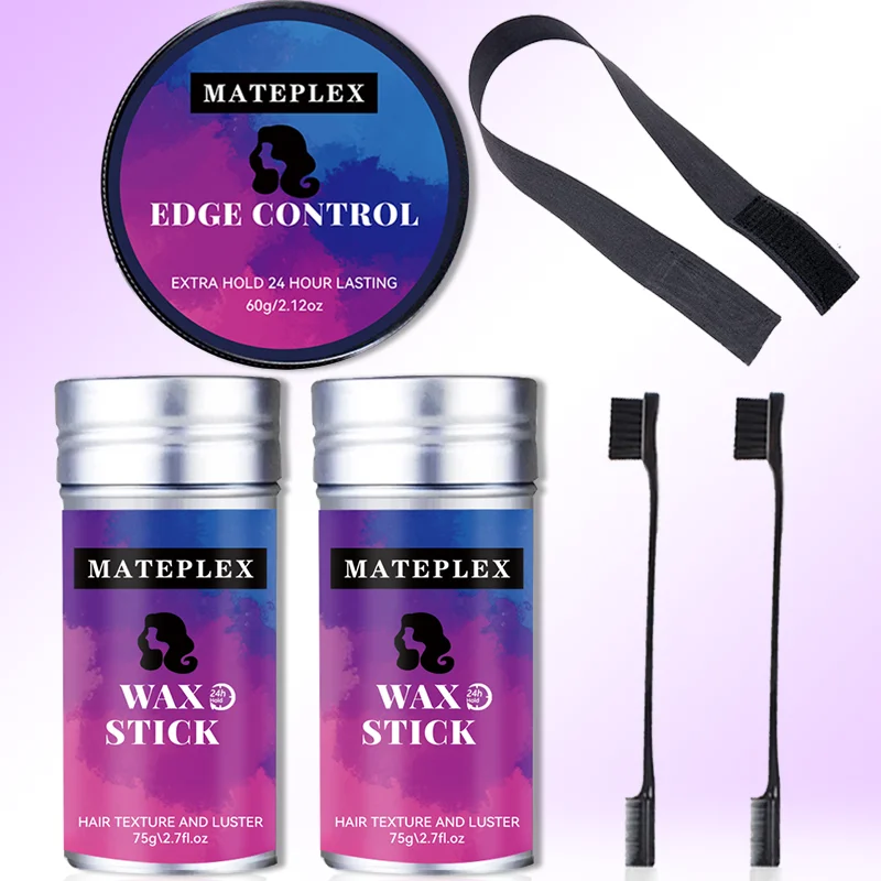 

Hair Wax Stick for Wigs Flyaways Non-greasy Styling Wax Strong Hold Edge Control with Brush Hair Gel +Elastic Bands for Wig