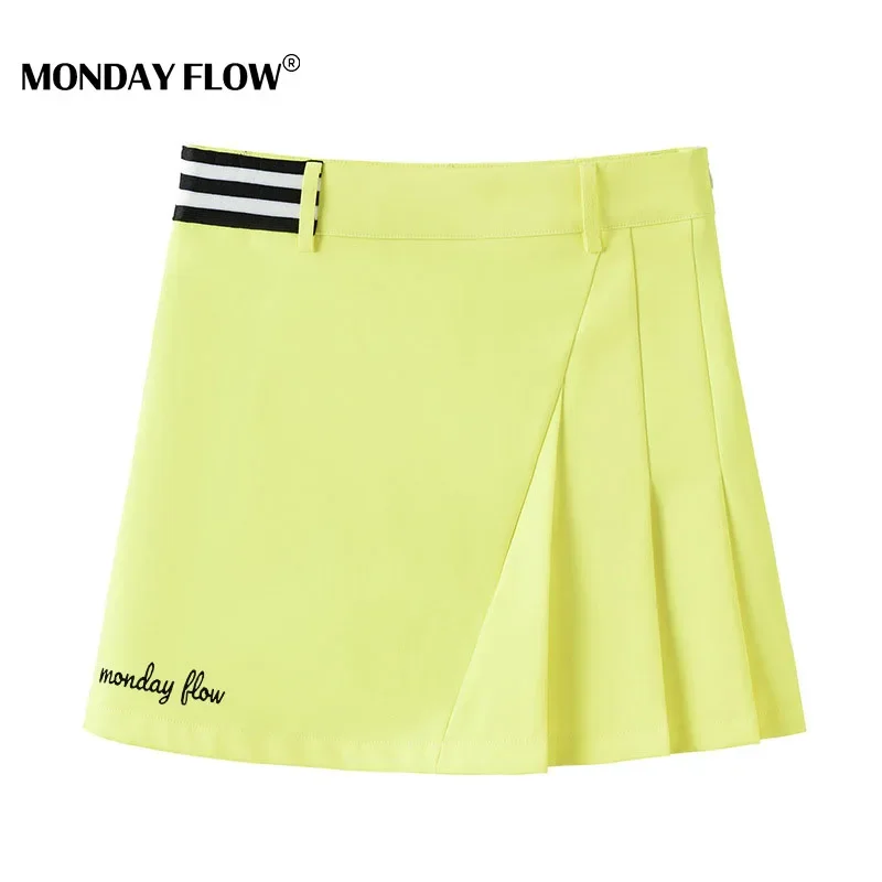 Monday Flow Summer Women Fitness Golf Skirt High-waisted Pleated Tennis Skirt Running Breathable Golf Tennis Shorts