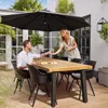 Home Acacia Wood Dining Table 6-Person Indoor Outdoor Table with Iron Legs, Sandblast Finish, Natural Stained, Rustic Met 5