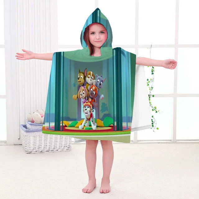 PAW PATROL Kids Bathrobe Spin Master Home Bath Wearable Towel Cotton Hooded Cape Bath Towel Beach Towel Comfortable Cute Gift 2