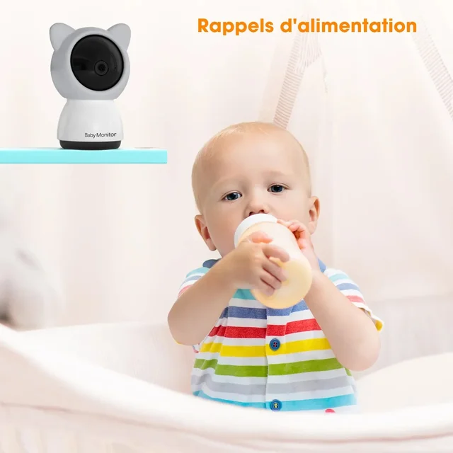 HD 5 Inch LCD Baby Monitor Two Way Talk PTZ Camera Remote Control And View Built-in Lullabies Temperature Test For New Born Baby 3