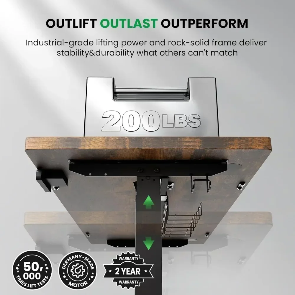 Adjustable Electric Standing Desk - 63" x 24" Desk with Cable Management and 3 Memory Height Settings