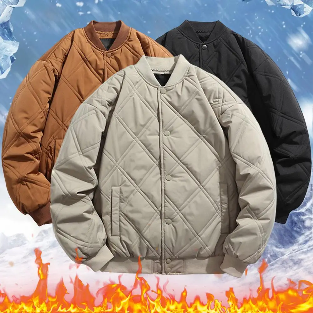 

Зимняя куртка-бомбер, стеганая однотонная винтажная верхняя одежда с длинным рукавом, свободный крой, Мужская и Женская бейсбольная куртка, уличная одежда