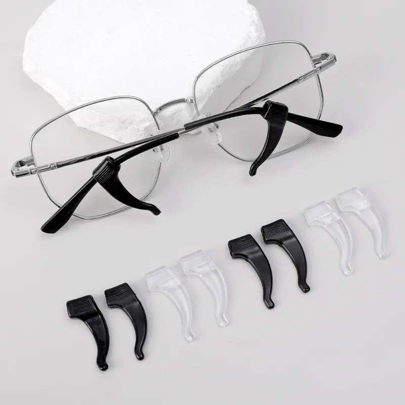 40 Pcs Anti Fall Eyewear Grips Adjustable Silicone Ear Hook Brackets Fastener Transparent Black Eyewear Accessories Anti-slip