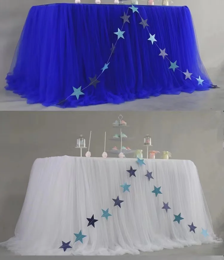 

300x75cm Wedding Party Tutu Tulle Table Skirt Tableware Cloth Baby Shower Party Home Decor Table Skirting Birthday Party