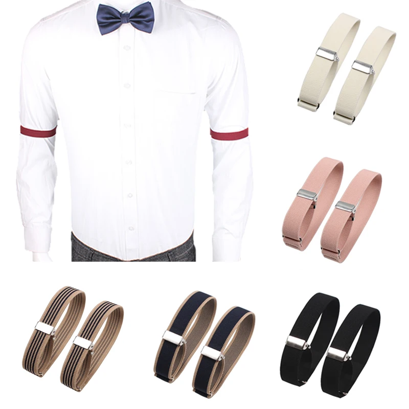 1 Pair Men Adjustable Shirt Sleeve Holders Sleeve Garters Armband Bartender  Cuff | eBay