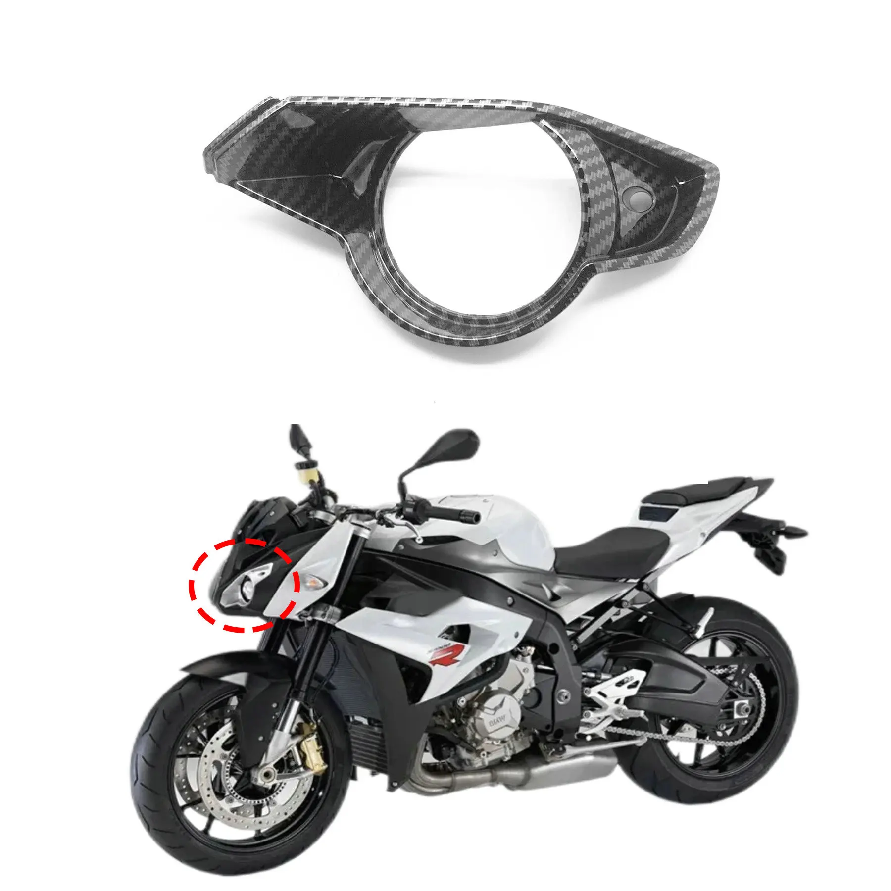 

Carbon Fiber Motorcycle Front Left Nose Headlight Surround Fairing Cowling Cover Fit For BMW S1000R 2015 2016 2017 2018