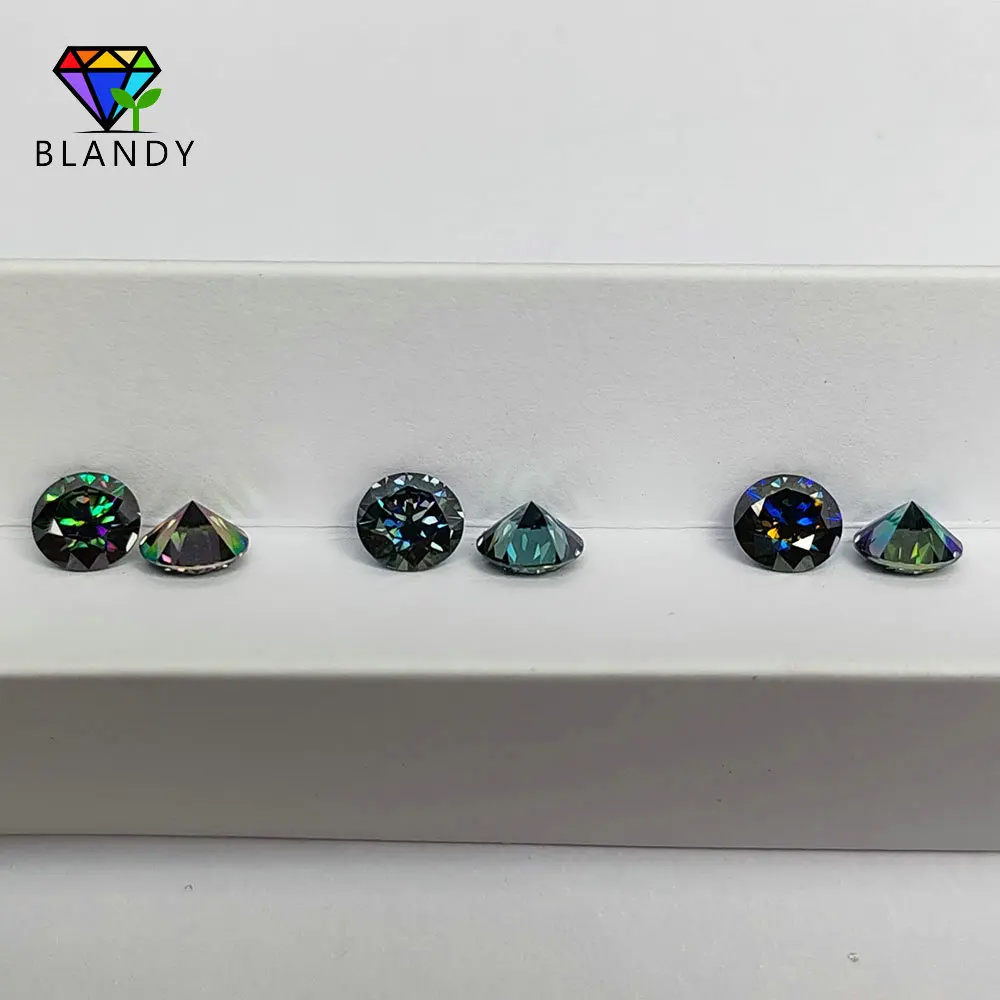 Spedizione gratuita arcobaleno verde viola blu pietra Moissanite
