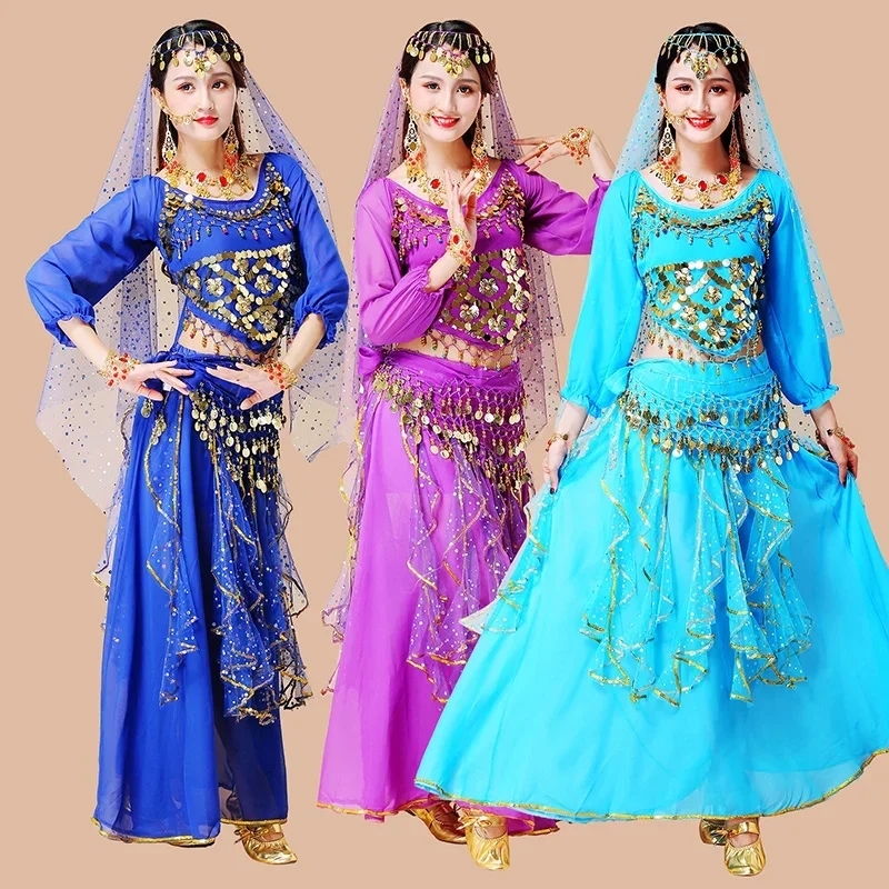 

Women Bollywood Dress Adult Indian Dance Costumes Suit High Quality Egypt Dancing Clothes Belly Dance Suit Skirt