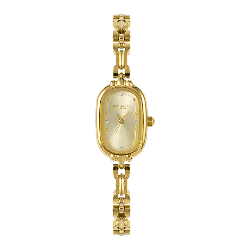 Vintage Bracelet Watch Unique Japanese Movement Waterproof Oval Quartz Small Gold Watch for Women's Luxury Jewelry Clock Reloj images - 6